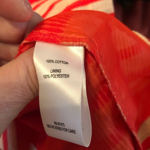 Taylor Dress orange Striped Fit & Flare Waffle Texture 50s Style/ Pockets Size 4 - Picture 6 of 10